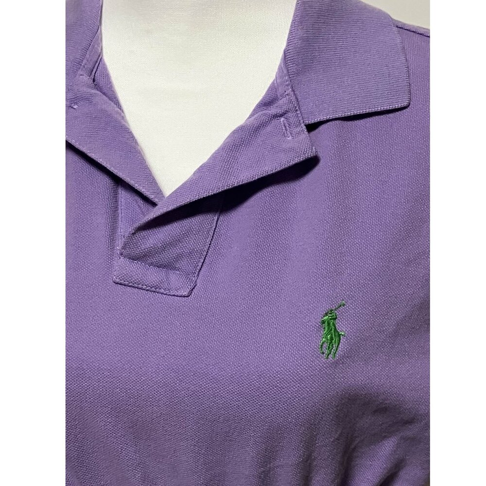 Polo Crop Top Custom Rework, Purple, Size Small (See Desc), Cinch/Elastic Bottom - Picture 4 of 10